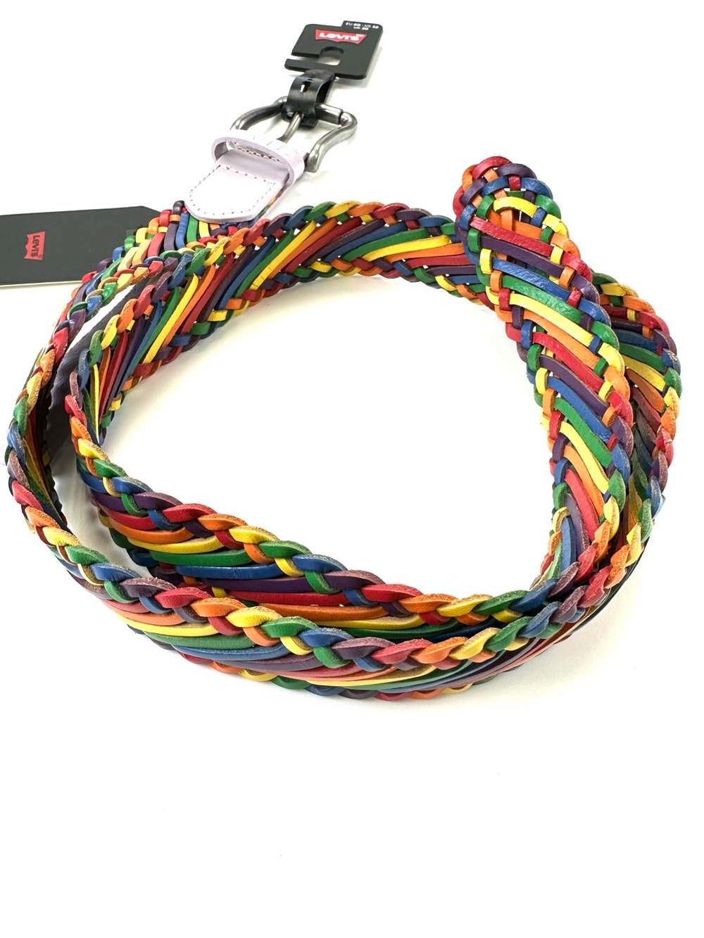 Levis Rainbow Braided Leather Belt NWT Pride Full Grain Size 32in Gender Neutral